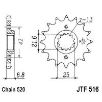 Pinion fata JTF516.15 15T, 520