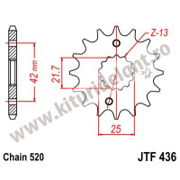 Pinion fata JTF436.15 15T, 520
