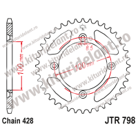 Foaie spate JTR798.48ZBK 48T, 428 Black Zinc